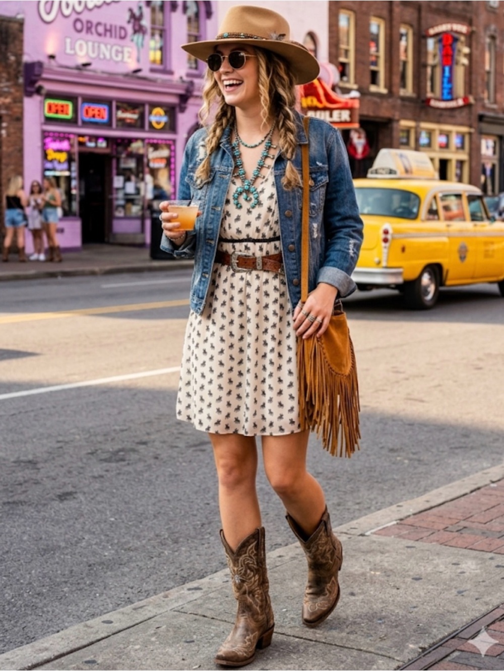 Chelsea & Violet Rodeo Horse Print Ruffle Mini Dress XS EUC